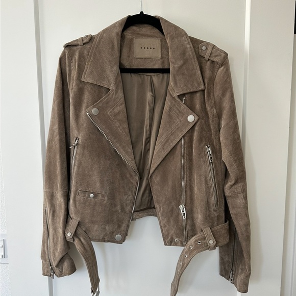 BLANKNYC Suede Moto Jacket Taupe Women’s Size L - Picture 3 of 6